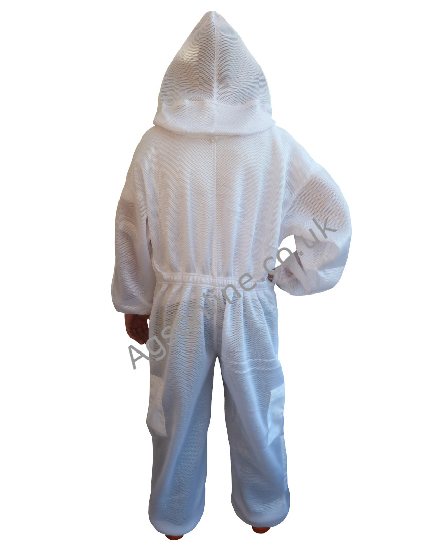 Vue de dos de Blanche ApiAir air mesh Combinaison d'apiculteur avec voile d'escrime hood up