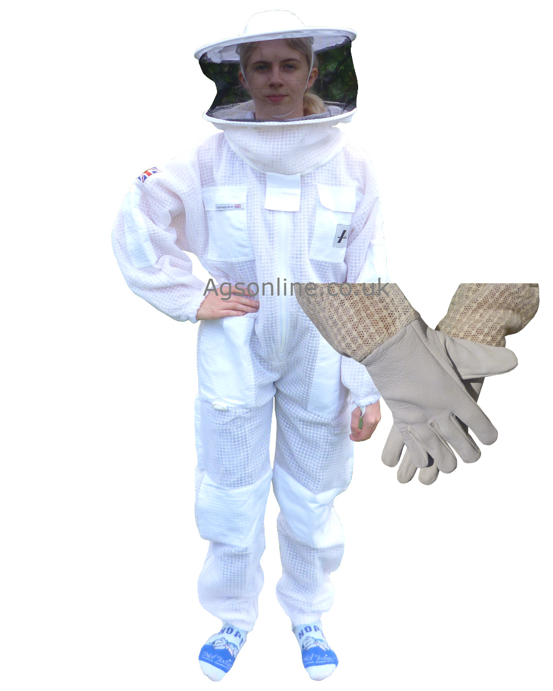 wit 3-laags geventileerd imkerpak met ronde hoed voor kinderen