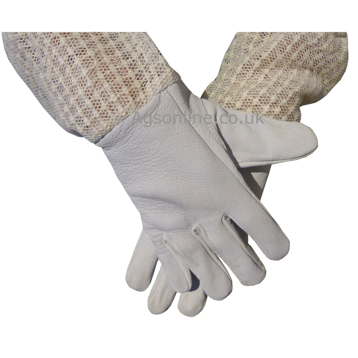 Children's leather beekeeping gloves with ventilated mesh gauntlets