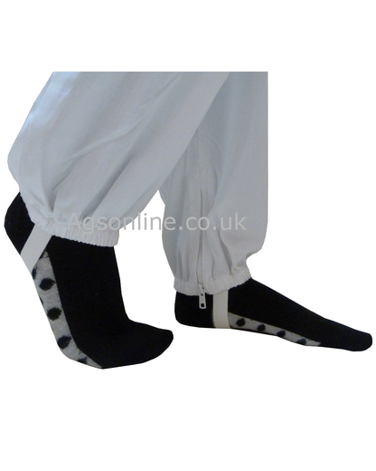Elasticated ankles with foot loops on Blanco infantil algodón Traje de apicultor