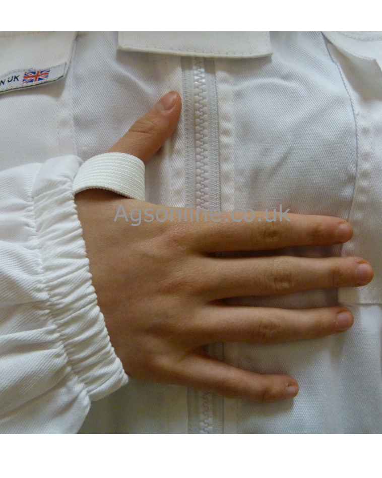 Elasticated cuff with thumb loop on Blanco infantil algodón Traje de apicultor