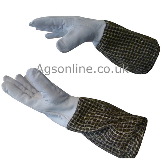Guantes de apicultor de cuero with Verde ventilado mesh gauntlets