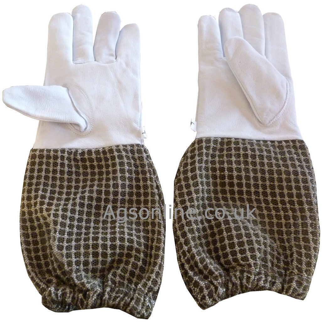 Gants d'apiculteur en cuir with elasticated Verte mesh gauntlets