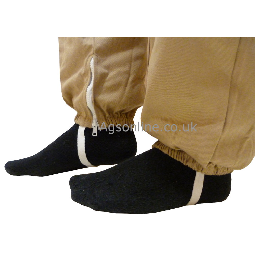 Puños elásticos en los tobillos with foot loops on Oliva algodón traje de apicultor
