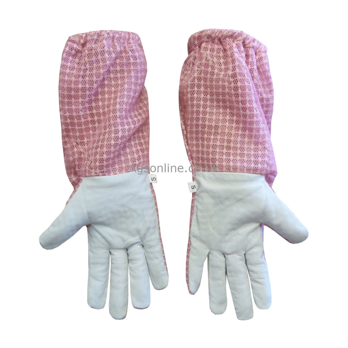 Leather palms of Rosa ventilado Guantes de apicultura with elasticated cuffs
