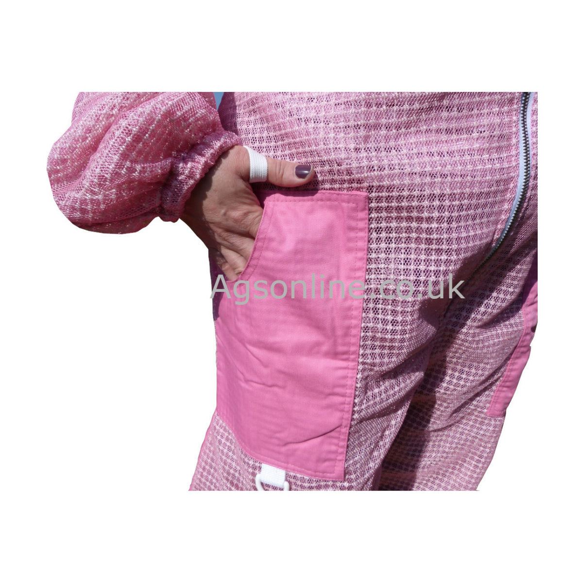 Side pocket on Rosa de 3 capas  ventilado traje de apicultor