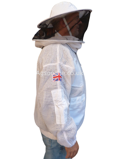 Chaqueta de apicultor ventilada 3 capas blanca con careta redonda