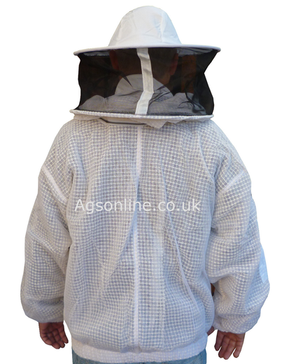 Chaqueta de apicultor ventilada 3 capas blanca con careta redonda