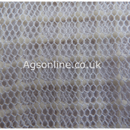 Close-up of white 3 layer ventilated mesh fabric