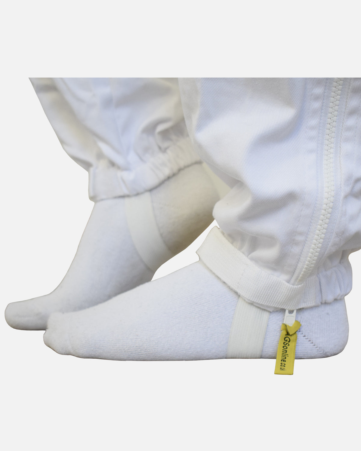 Puños elásticos en los tobillos on Blanco PRO 3 capas ventilado Traje de apicultura