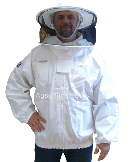 Veste d'apiculteur en coton blanche, voile rond