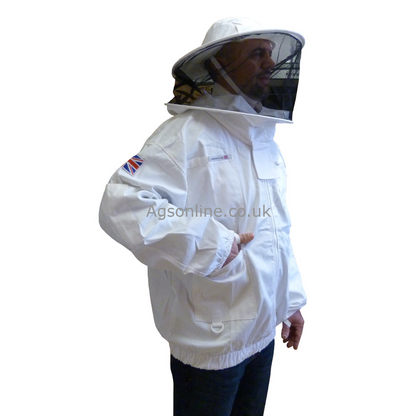 Veste d'apiculteur en coton blanche, voile rond