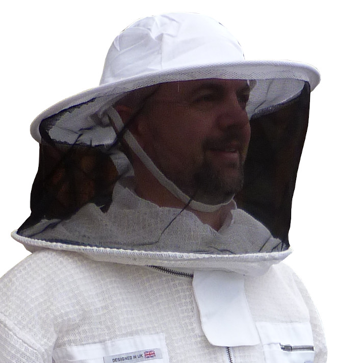 Traje de apicultor blanco de 3 capas con careta redonda