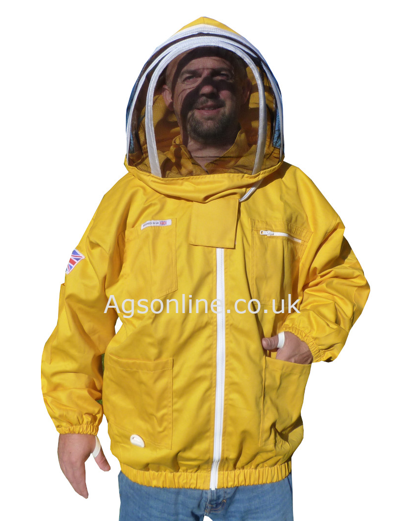 Gelbe Baumwoll-Imkerjacke mit Fechthaube