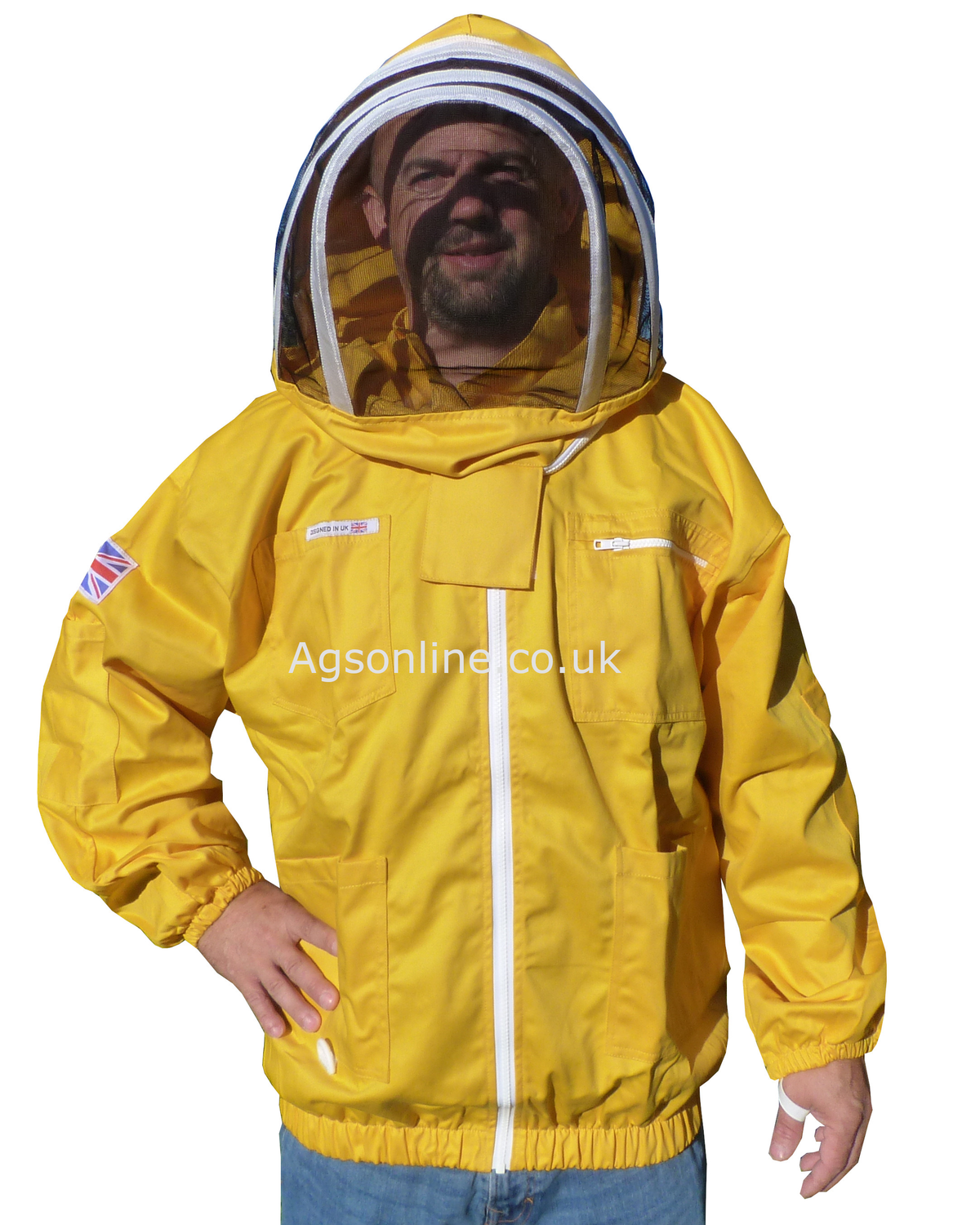 Gelbe Baumwoll-Imkerjacke mit Fechthaube