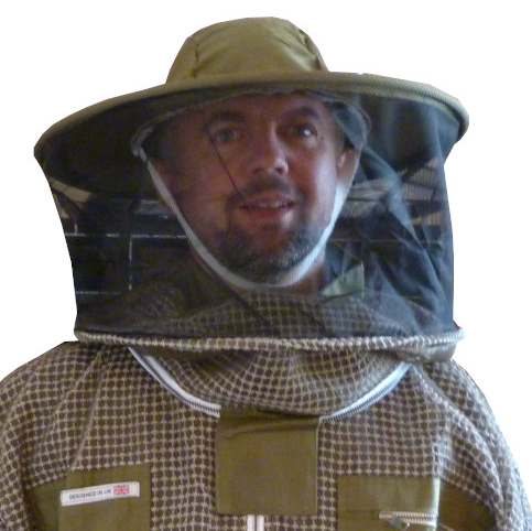 Traje de apicultor verde de 3 capas con careta redonda