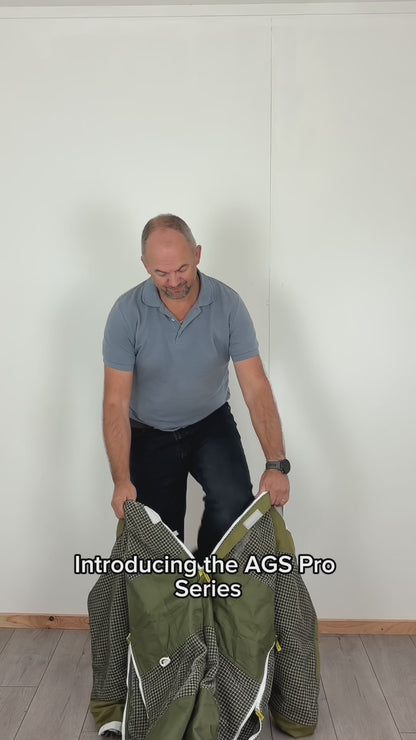 PRO Series Tuta da apicoltore ventilata 3 strati verde con maschera a scherma